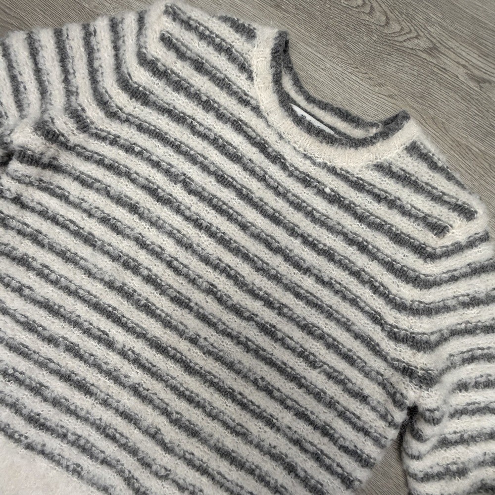 Madewell Sweater Womens XXS Gray Ivory Stripe Merino Wool Alpaca NWT $128